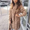 Ladies Sweater Dress High Collar Sweaters Long Sleeve Dresses Pure Color Knitted Pullovers Sweaters Vestido Loose Warm Winter 210322