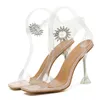 Летние женщины 11,5 см Высокие каблуки Sandals Sandals фетиш прозрачные четкие песчанки Леди стриптизерша платформа кристалл обувь