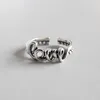 Cluster Rings Vintage 100% Аутентичный S925 Стерлинговое серебро с скриптом ювелирных украшений любовь