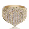 Hip Hop Cube Diamant Ring Kupfer Gold Silber Farbe plattiert Iced Out Micro Pave Kubikzircon Ring für Männer Frauen Schmuck Ringe7164436