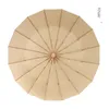 Ombrello da pioggia da donna super antivento da 16 K, moda, manico in legno, tinta unita, di grandi dimensioni, forte