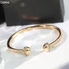 Donia Jewelry Bracelet de luxe Exagéré Boule double en acier titane Microset Zircon Créateur de mode européen et américain G9552649