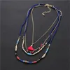 Kvinnor Multilayer Beaded Halsband Fashion Bohemian Ethnic Style Handmade Tassel Pendant Necklace Girls Jewelry Gift