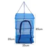 Foldable 4 Layers Drying Fishing Net Hanging Vegetable Fish Dishes Dryer Bag Hanger Fish Fishing Flowers Buds Plants Organizer 211101