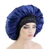 Gorro de satén de gran tamaño para mujer, gorro de noche para dormir de Color puro, turbante para mujer, tocado africano, pañuelos para la cabeza