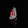 Retro stil röd natursten ringar silverpläterad ring 30pcs grossist lyxig bohemiska smycken justerbar för kvinnlig