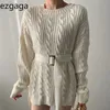 Ezgaga Automne Hiver Pull Robe Femmes Coréen Nouvelle Outwear Chaud Tour à Manches Chaussures à manches longues Dames Robe en tricot élégant Vestidios 210430