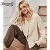 V-hals Button up bisschop mouw linnen vrouwen shirts Herfst Basic Solid Casual OL Top Bloses Lange Losse 210510