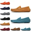 2021 غير العلامة التجارية الرجال اللباس الأحذية الجلد المدبوغ الأسود الأزرق الداكن الأحمر رمادي برتقالي الأخضر براون رجالي الانزلاق على كسول جلد حذاء الحجم 38-45