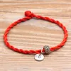 Bracelets de charme A-Z lettres pendentif petites perles de bosse fil rouge chaîne Bracelet chanceux bricolage corde à la main pour femmes hommes bijoux