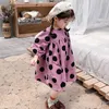 Mädchen Polka Dot Kleid Herbst Neue Kinder Dreiviertel-Ärmel Beiläufige Lose Prinzessin Kleider WTA39 Q0716