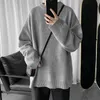 Maglione solido Uomo O-Collo Allentato Casual Caldo Maglione a maniche lunghe Marca Pullover lavorato a maglia spesso Orlo a coste Capispalla maschile Oversize 210524