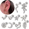 Stud 1 Pc Tiatanium Bar Liso Base Brinco Labret Trogus Cartilagem Coração Coração Flor Flor Lua Zircão Ear Studs Body Piercing Jóias