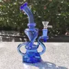 2021 Narghilè Bong Glass Dab Rig Multicolore Blu Deep Recyler Bong ad acqua Tubi di fumo 9 pollici Altezza 14,4 mm Giunto femmina con Banger al quarzo