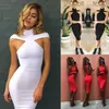 Сексуальные платья клуб 2022 Женщины vestidos лето без рукавов Bodycon Cotton White Black Midi Pencil Bandage Платья вечеринки повседневные