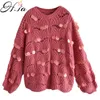 H.SA Women Korean Style Sequin sweater and Pullovers Long Sleeve Oversized Knitted Jumpers Hollow Out Fall Jumper Pullovers 210716