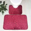 2pcs / set 3D Cobblestone Badrumsmatta Toalettmattor Högklassig Badrum Mats Toalettlock Skyddsskydd Anti Slip Flannel Pads 211109