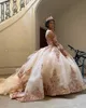 Sparkly Quinceanera Robes Moderne Chérie Dentelle Applique Paillettes Robe De Bal Tulle Vintage Soirée Sweet 16 Dress264t