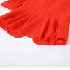 オレンジレッドブレザー女性夏カジュアルハーフスリーブファッション気質スリムジャケットオフィスレディースフォーマルワークコート210604