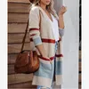 Women's Jackets Lady Color Block Knitwear Fall Winter Long Sleeves Loose Coat Top Female Cardigan Jacket Open Front With Pocket