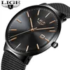 LIGE Marka Ladies Black Quartz Clock Prezent Zegarek Ze Stali Nierdzewnej Dorywczo Kobieta Sport Watch Dla Kobiet Relogio Feminino Reloj Muje 210517