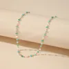 Bohème Coloré Perle Chaîne Collier Ras Du Cou Pour Femmes Vert Cristal Perles Colliers Charme À La Main Partie Bijoux