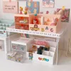 Desktop Storage Box WG Kawaii Portapenne a tre colori Cassetto Tipo Cute 210922