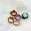 Colourful Transparent Resin Acrylic Band Ring New Vintage Geometric Wide Chunky Index Finger Rings for Women Mixed Bulk Jewelry