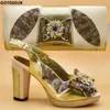 Latest Design African Women Wedding Shoe And Bag Decorated With Rhinestone Matching Italian Set High Heels Pumps Dress Shoes