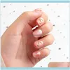 Falsk Art Salon Health Beauty24PCS Super Fairy Sweet Pattern Design Star Moon Decor Fake Nails Tryck på Kort Stil Rundhuvud Avtagbar