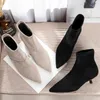 Women Shoes Ankle Boots Winter Fur Warm Woman Boots Slip On Solid Black Rubber Sexy Pointed Toe Thin Low Heels Boots 210520