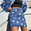 Hjärttryckt vintage y2k kawaii denim kjolar kvinnor streetwear retro 2000s estetiska kjol mode hög midja cuteandpscho y0824