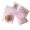 100Pcs Rainbow Transparent Bag Iridescent Zip lock Bags Cosmetic Plastic Holographic Makeup Bags