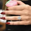 Luxury Real Solid 925 Sterling Silver Oval Ring Finger 2CT Diamond 5A CZ Anelli di fidanzamento per coppie di sposi per gioielli da donna all'ingrosso Taglia 5-10