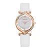 Zegarek na rękę rosgold pasek kreatywny kreatywny damski Watch Fashion Rhinestone skórzana biżuteria kwarc na rękę zegarowy prezent Zegar Relogio feminino