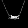 10st gammal engelsk brevord ängel halsband rostfritt stål initial alfabet Namn Logo hängsmycke charm kedja minimalistiska krage choker smycken för kvinnor fest