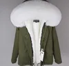 8 colours fox fur trim hoody mukla furs women parkas white rabbit fur lining black mini jackets ykk zipper coat hood Front flapped pockets with hidden snaps