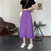 Purple Womens Skirt Vintage Plus Size Clothes Long Skirts Autumn Black Harajuku High Waist Streetwear Fashion Ladies Office 210619