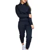 Zweiteiliges Kleid Frauen Sport Trainingsanzug Sets Casual Langarm Feste Jacke und elastische Taille Hosen 2021 Herbst Mode 2 Sportwears