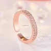 Cubic Zirconia Ring Band Dubbel två isade rader Rose Gold justerbara ringar för kvinnor män par engagemang ons mode smycken will och sandy