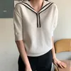 Gagarich Chic Pullovers Woman Korean Summer Ins Fashion Solid Simple Loose Versatile Short Sleeves Female Knitting Top 210805