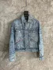 2022 spring and autumn new exquisite embroidery designer denim jacket ~ high-quality washing process US size jacket fashion single-row Lapel men luxury blue short coat