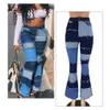 JOCoo Jolee Wysoka talia Flare Jeans Moda Kolor Block Zgrywanie Patchwork Bell Bottoms Skinny Denim Jean Spodnie Kobiet Spodnie 210619