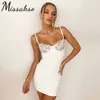 Missakso Lace Spaghetti Strap Dress Women Black Sexy V Neck Off Axel Backless Club Summer BodyCon Mini Dresses Party 210625