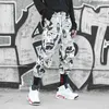 Hip Hop Harem Spodnie Męskie Baggy Graphic Print Joggers Moda Bawełna Loose Streetwear Spodnie Mężczyzna Hiphop Dance Drop Crotch Pant 210518