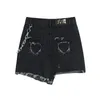 Calças de verão shorts mulheres gothic harajuku moda y2k cintura alta calças vintage design irregular negro negro feminino feminino 210515