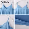 Tataria Womens Blouses en Tops Mouwloze Zijde Blouse Shirt Zomer Top Vrouwelijk Werkslijtage Haut Femme Blusa Feminina 210514