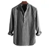 Siperlari Fashion Spring Summer Casual Herrskjorta Bomull Långärmad Striped Slim Fit Stand Collar Male Kläder S-5XL 210721