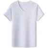 2st / lot män Sommar toppar Tees Ice Silk Snabb Torr Slim T-shirt Seamless Andningsbar Top Fashion V Neck Solid Färg 210714