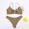 بيكيني Mujer 2021 Braga Alta Swimwear الأوروبي والأمريكي مثير للأزياء مخططة Swimsuit Women’s Women’s